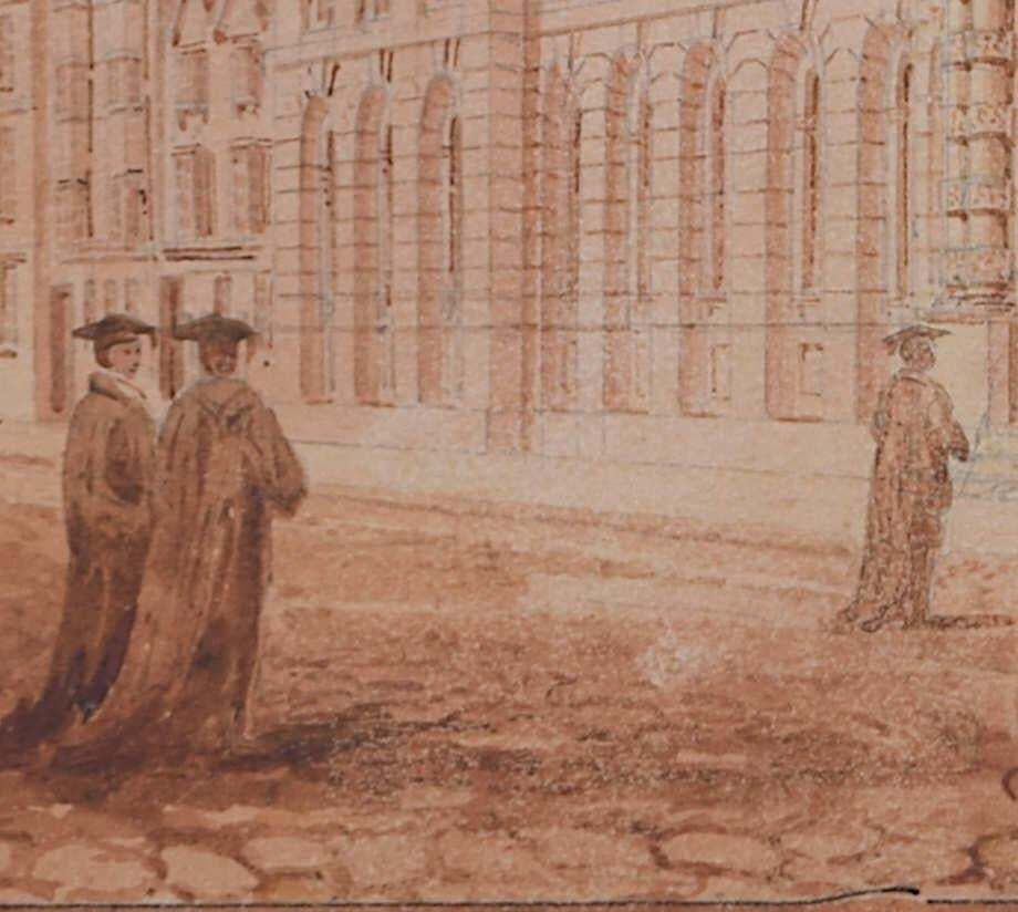 Queen's College In The High Street Oxford, Watercolour By J. C. Buckler photo furniture
