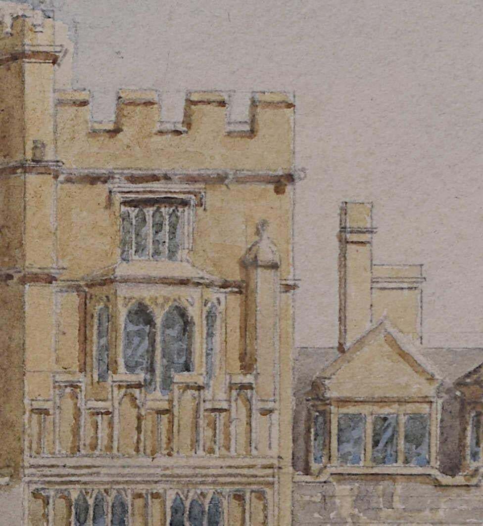 Brasenose College Quadrangle, Watercolour By George Pyne 1871 photo for sale