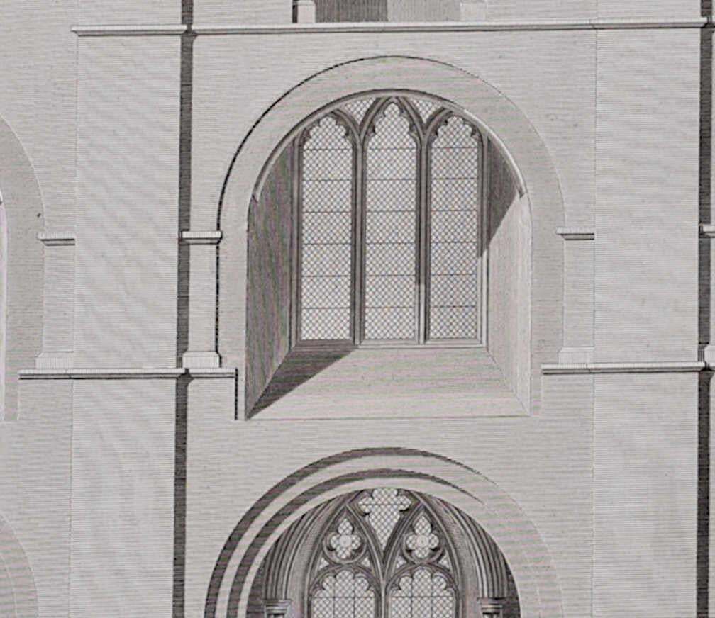 Architectural Fragment Of St Albans Cathedral, Engraving By James Basire 1810 photo for sale