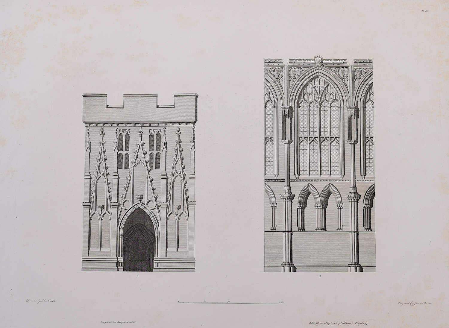 Architectural Fragments Of St Albans Cathedral, Engraving By James Basire 1810