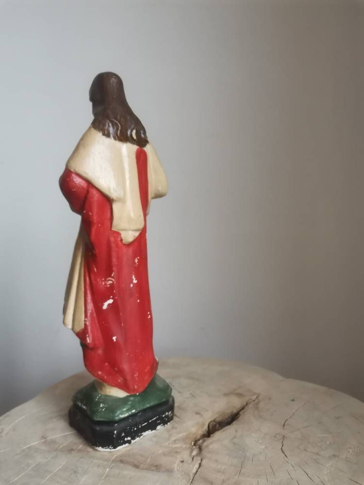 Jesus Christ Statue, Classic Religious Art Christian Religious, Vintage Decor, Hand Made & Painted, Statue Large photo vinterior
