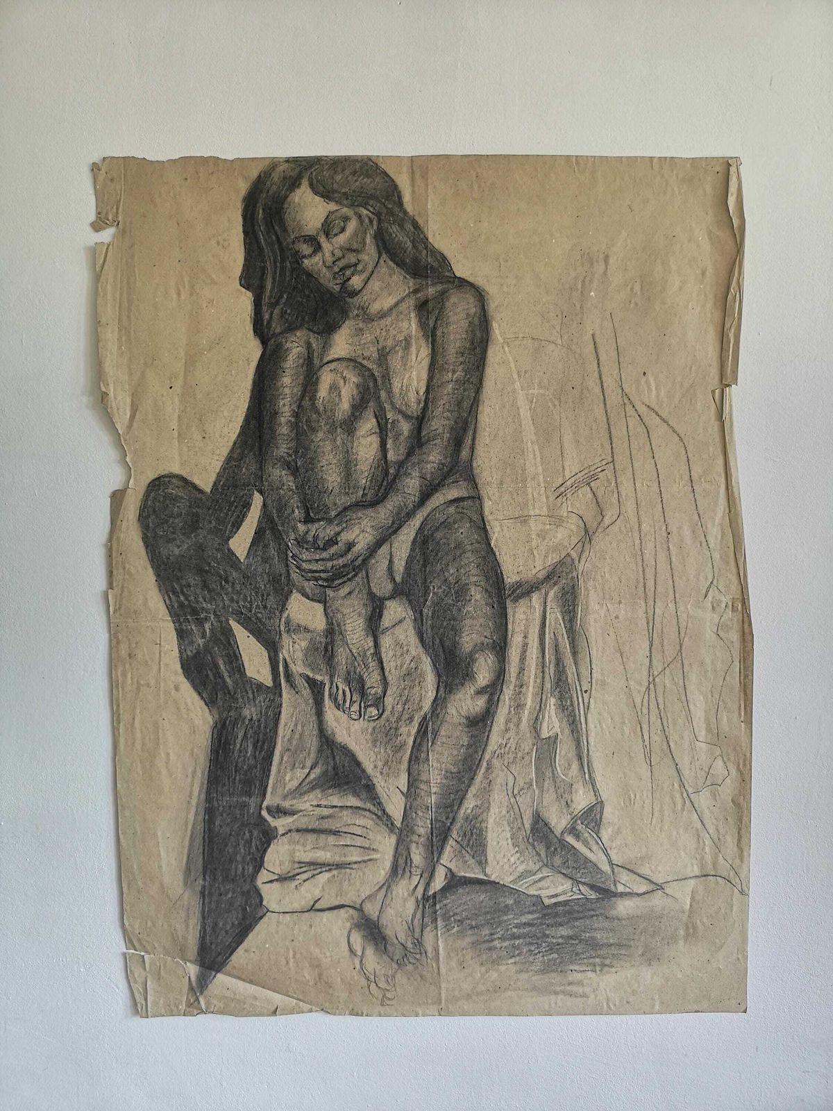 Res Timea's Vintage Figurative Sketch Of Woman: A Glimpse Into 1970s Kaposvar, Hungary   Unique, Bold, And Thoughtful Artwork, Monochrome