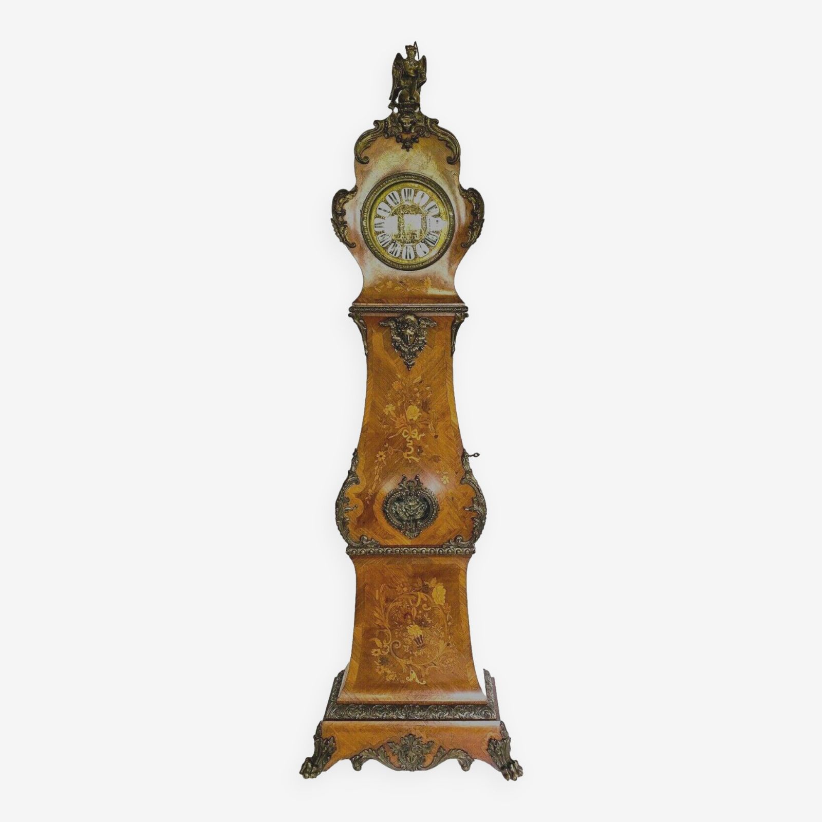 Louis XV Style Regulator In Marquetry Beach Wood 20th Century