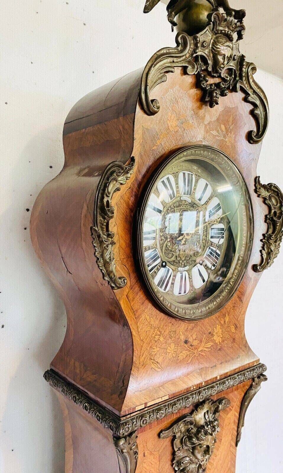 Louis XV Style Regulator In Marquetry Beach Wood 20th Century photo vinterior