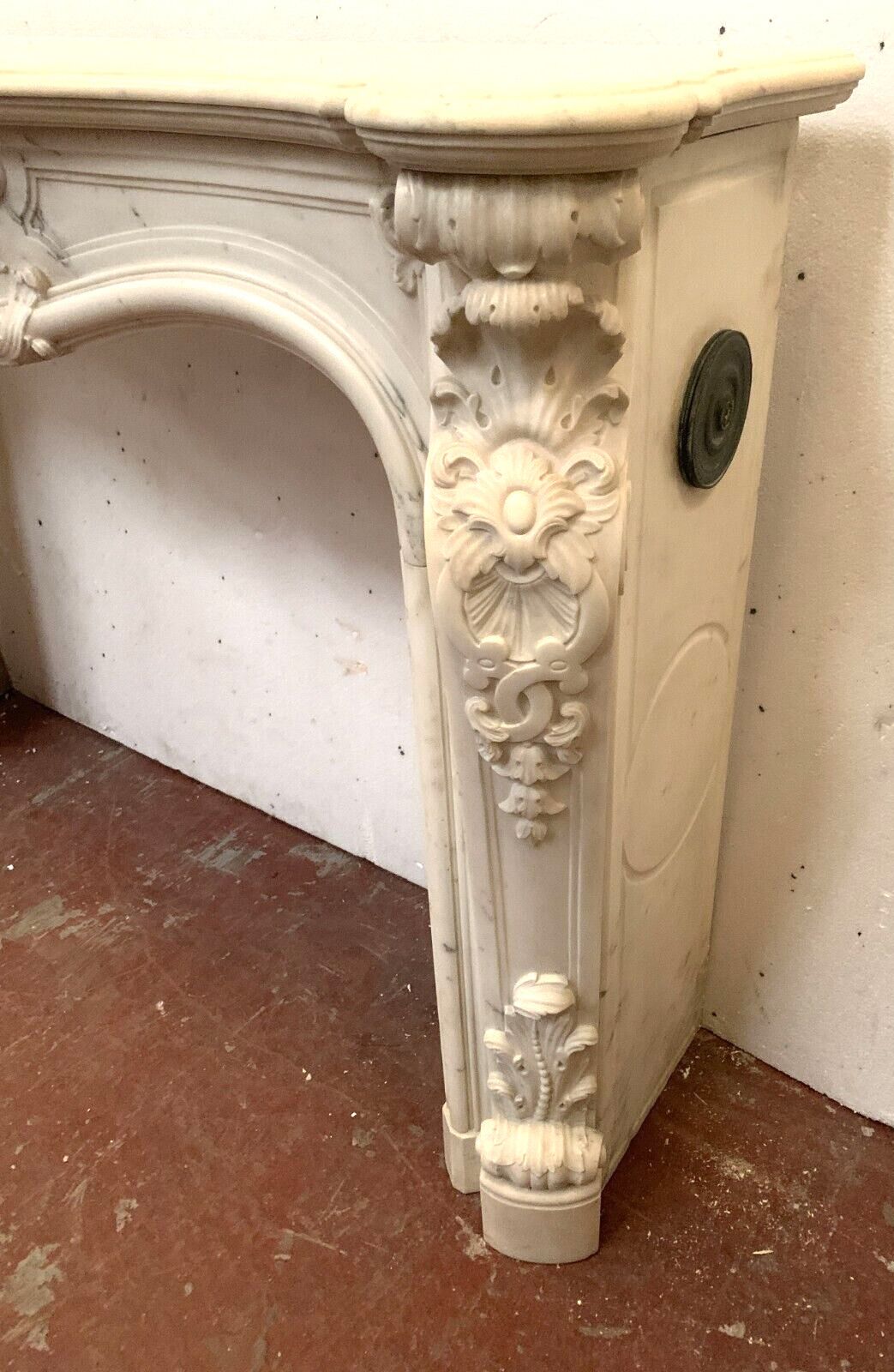 Louis XV Style Fireplace In White Carrara Marble 19th Century photo buy