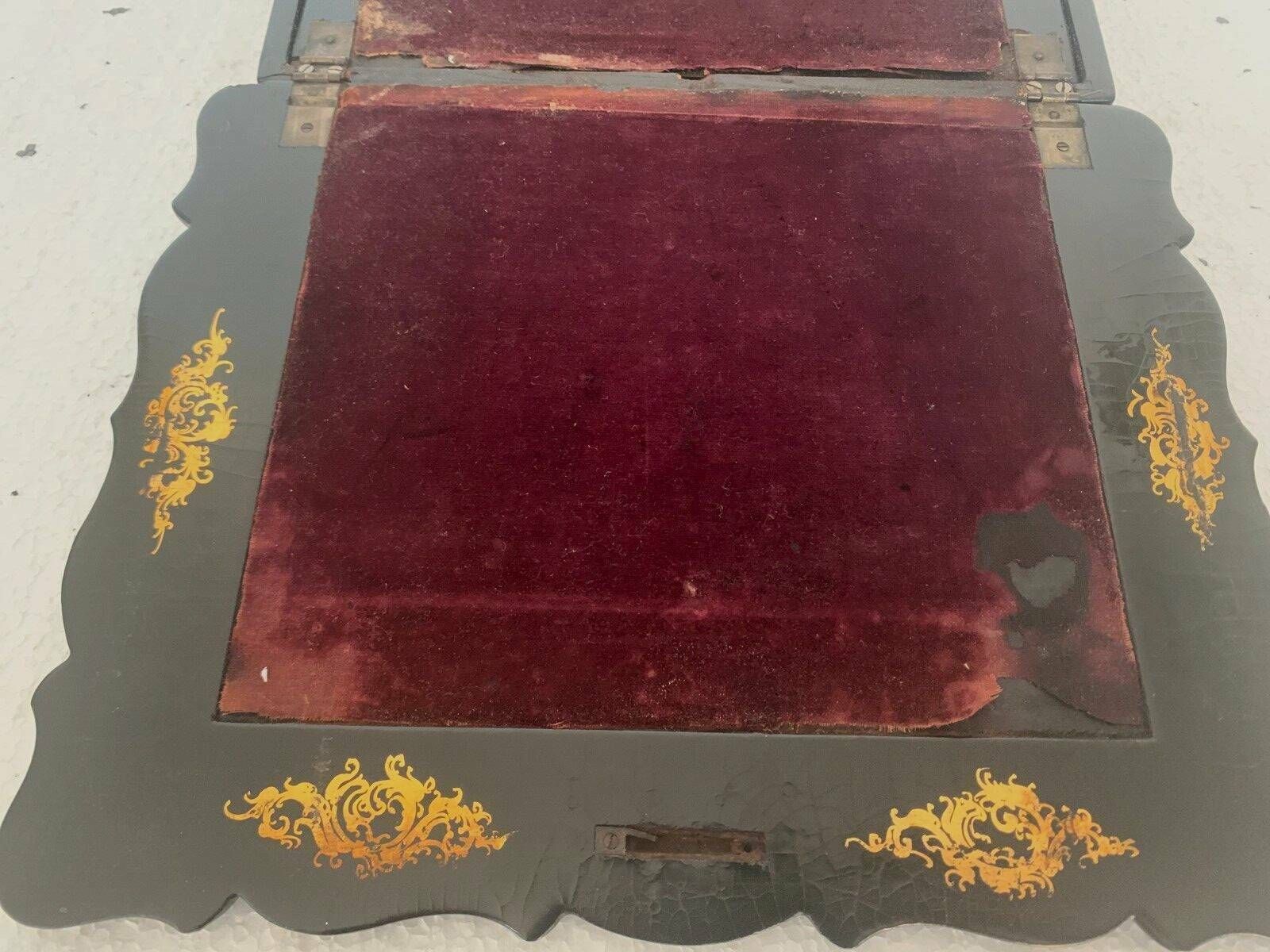 Burgoté Travel Writing Case Napoleon III 19th Century Burgot Marquetry photo vintage