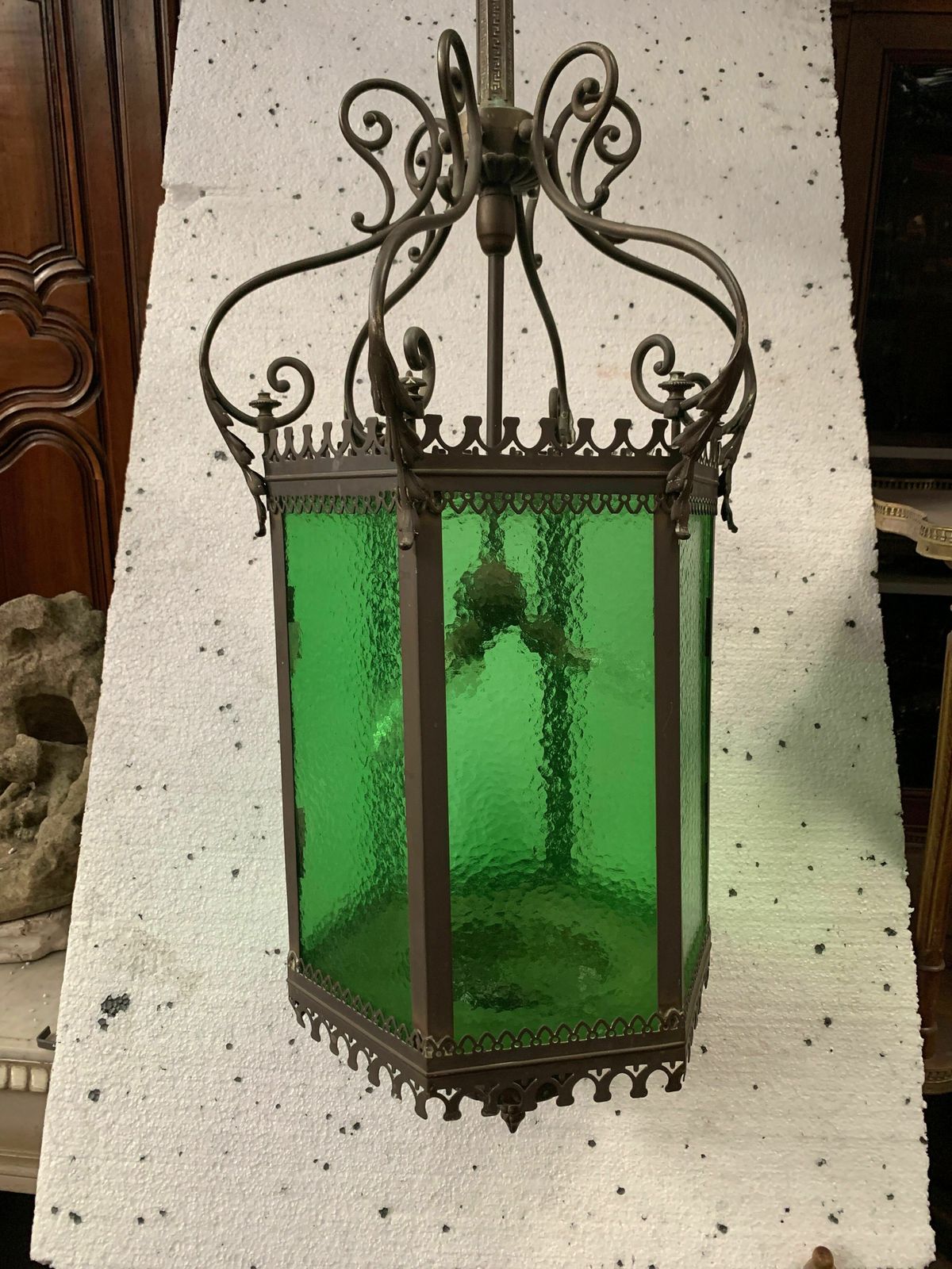Lantern Of Vestibule In Bronze And Patinated Brass XX Century photo for sale
