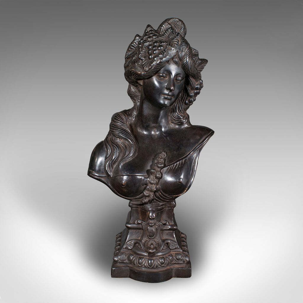 Heavy Vintage Bohemian Female Bust Continental Bronze  After Art Nouveau 1930 photo furniture
