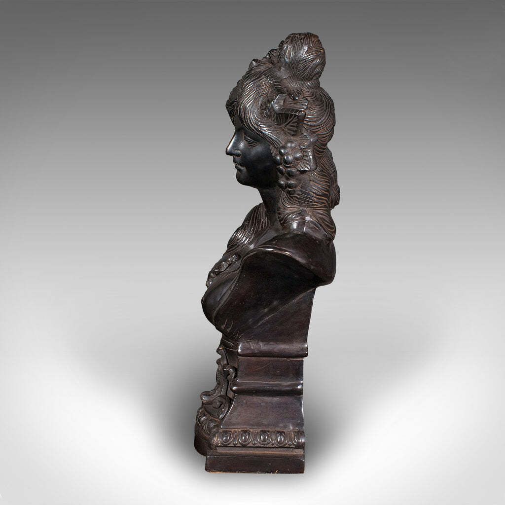 Heavy Vintage Bohemian Female Bust Continental Bronze  After Art Nouveau 1930 photo vinterior