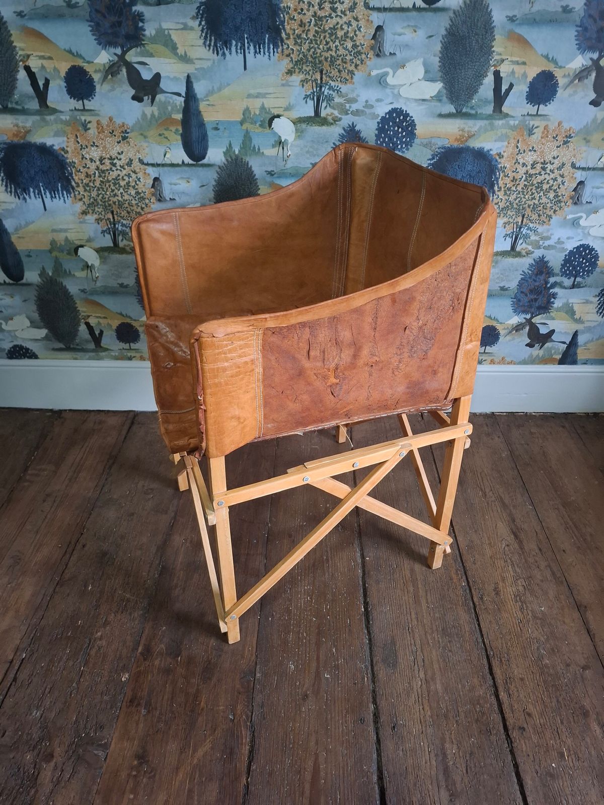 Rare Vintage Sri Lankan Cognac Leather Coffee Chairs photo for sale