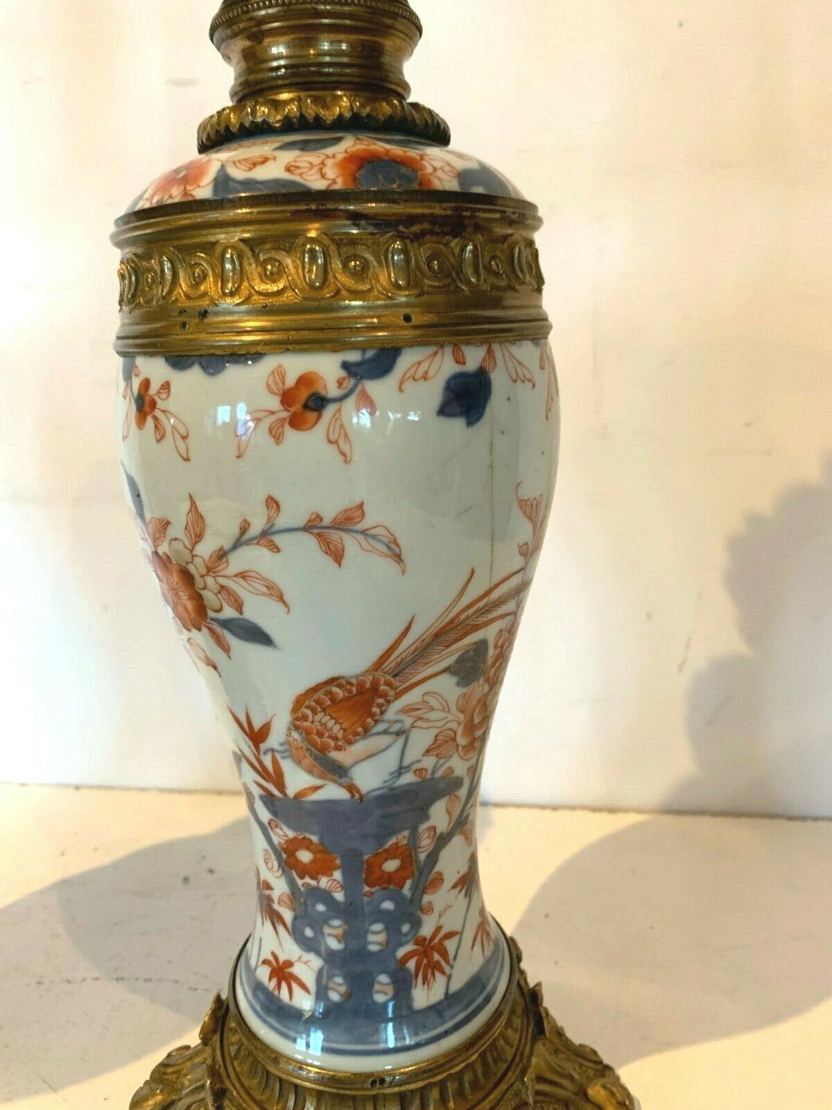 Pair Of Chinese Porcelain Lamp, 19th Century Chiseled Bronze Base photo Lighting