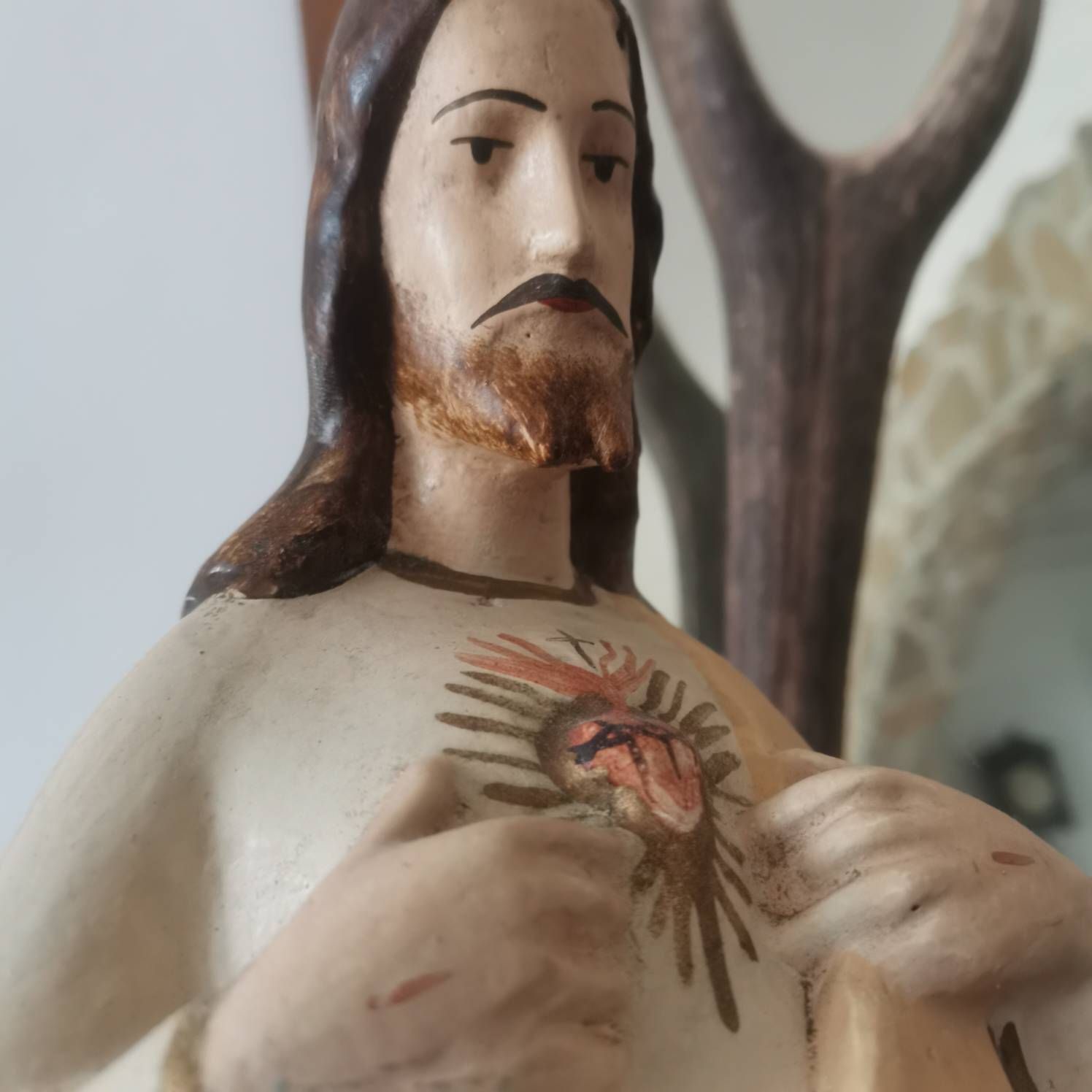 Jesus Christ And Mary Statue, Classic Religious Art Christian Religious, Vintage Decor, Hand Made & Painted, Statue Large photo buy