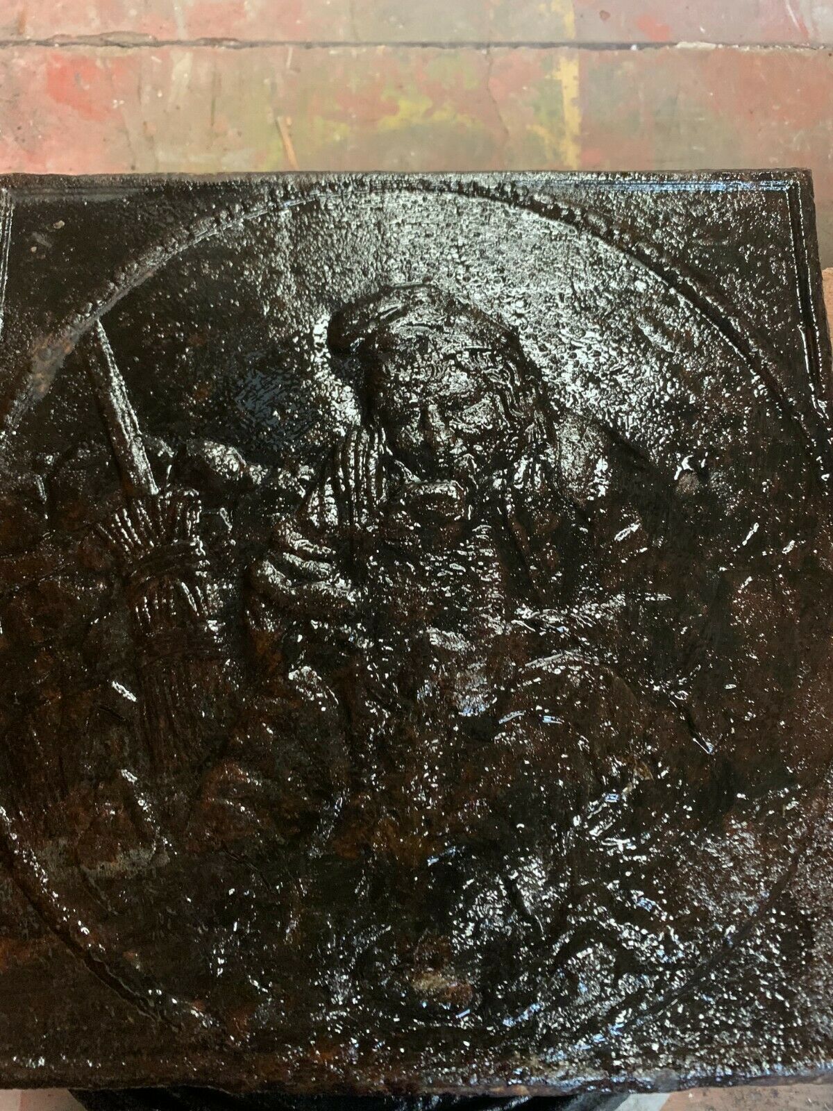 19th Century Cast Iron Fireplace Plate photo Home Fixtures