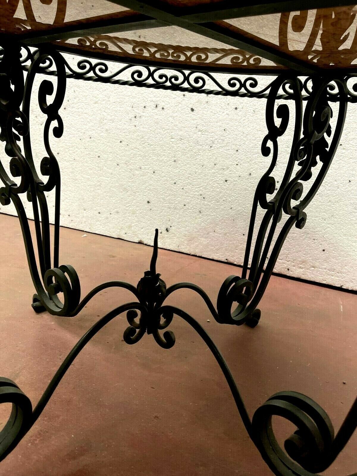 Round Table Of Living Room In Wrought Iron And Marble XX Century photo vinterior