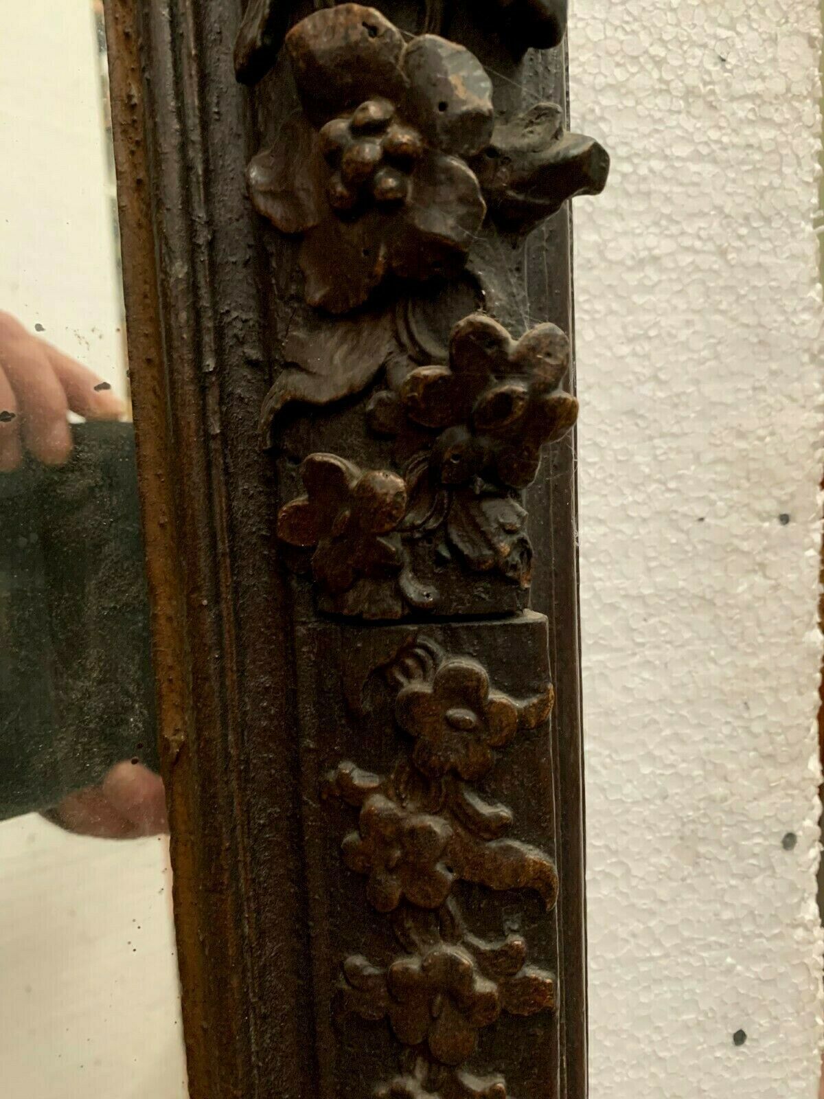 Louis XV Style Mirror In Carved Oak Black Patina XIX Century photo buy
