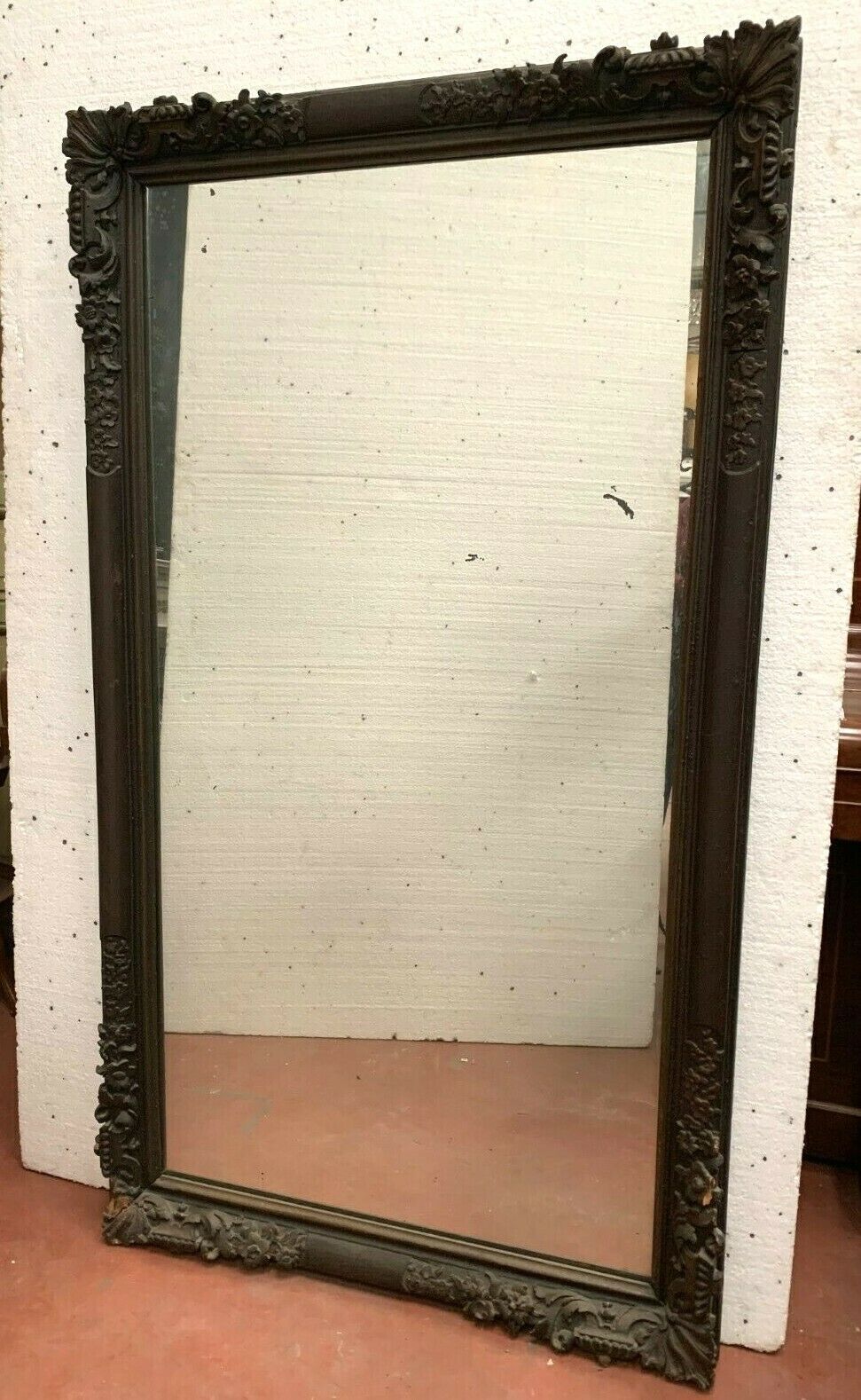 Louis XV Style Mirror In Carved Oak Black Patina XIX Century photo vintage
