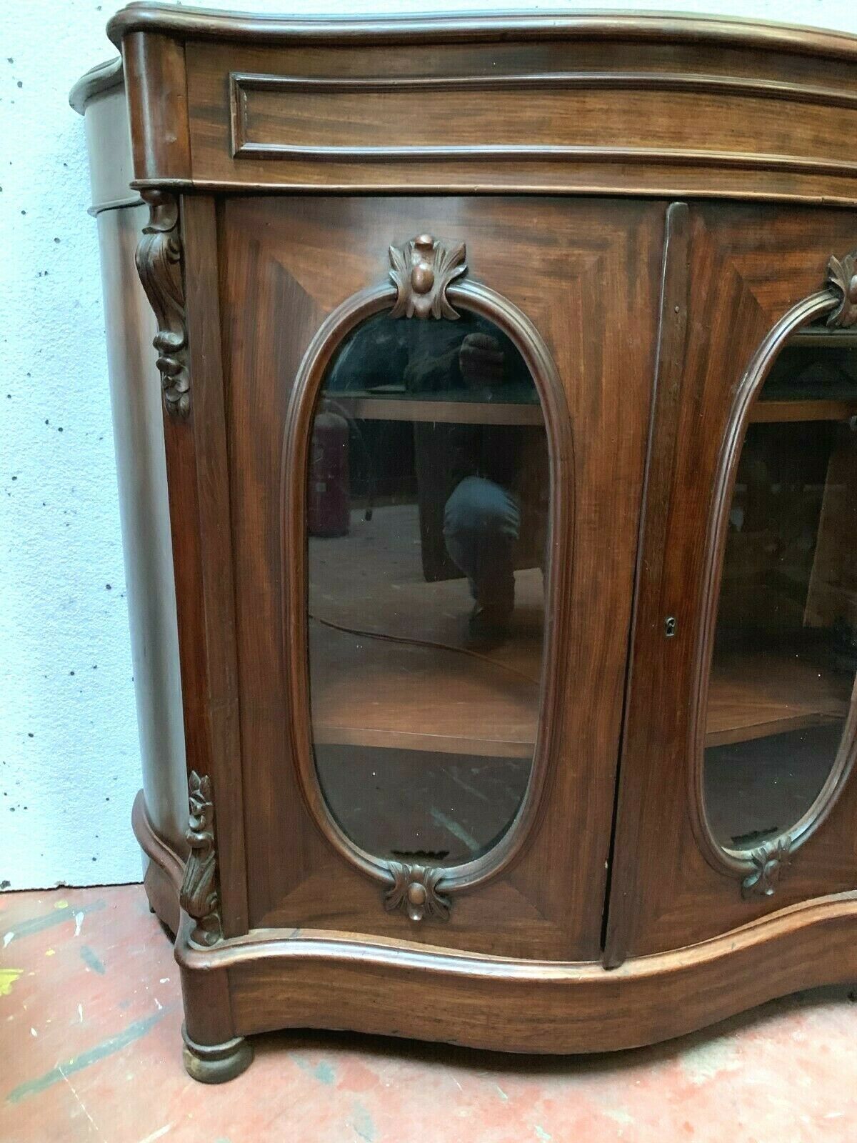 Louis Philippe Curved Showcase In 19th Century Mahogany photo for sale