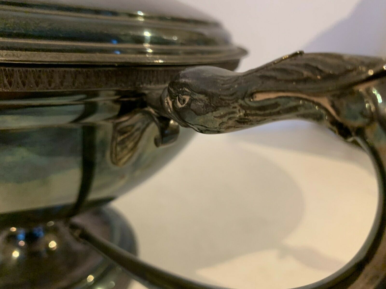 photo for sale Empire Style Covered Vegetable Dish In Silver Metal Goldsmith Plasait XX Century