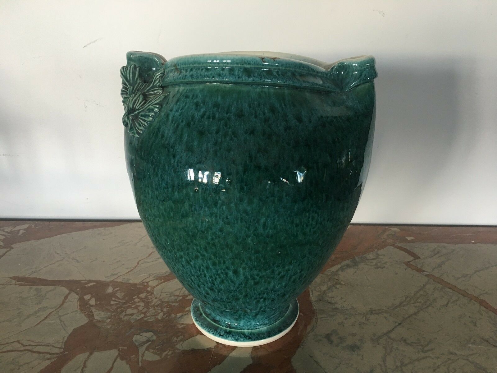 Enamelled Stoneware Vase By M Delmotte Ball Vase Pinched Neck Vase
