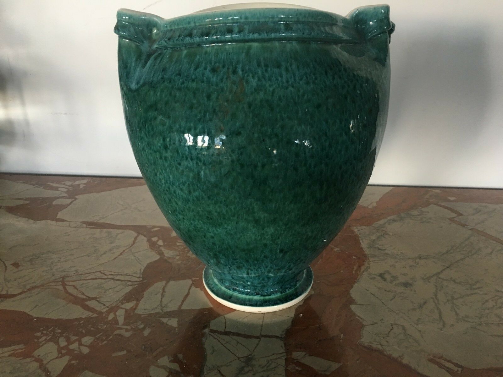 Enamelled Stoneware Vase By M Delmotte Ball Vase Pinched Neck Vase photo Home Decor