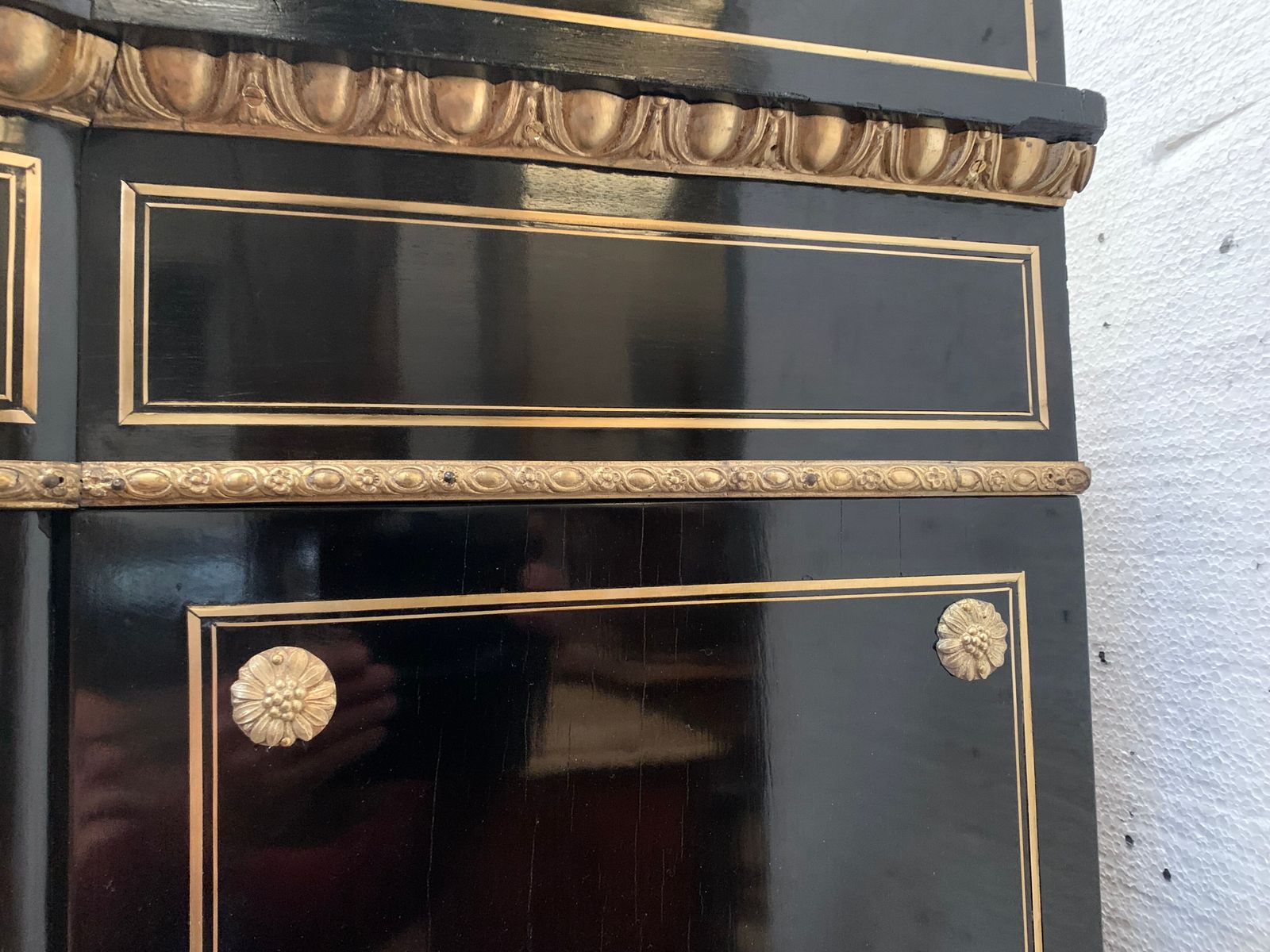 Napoleon III Ceremonial Showcase In Black Wood And Chiseled Gilt Bronze 19th Century photo furniture