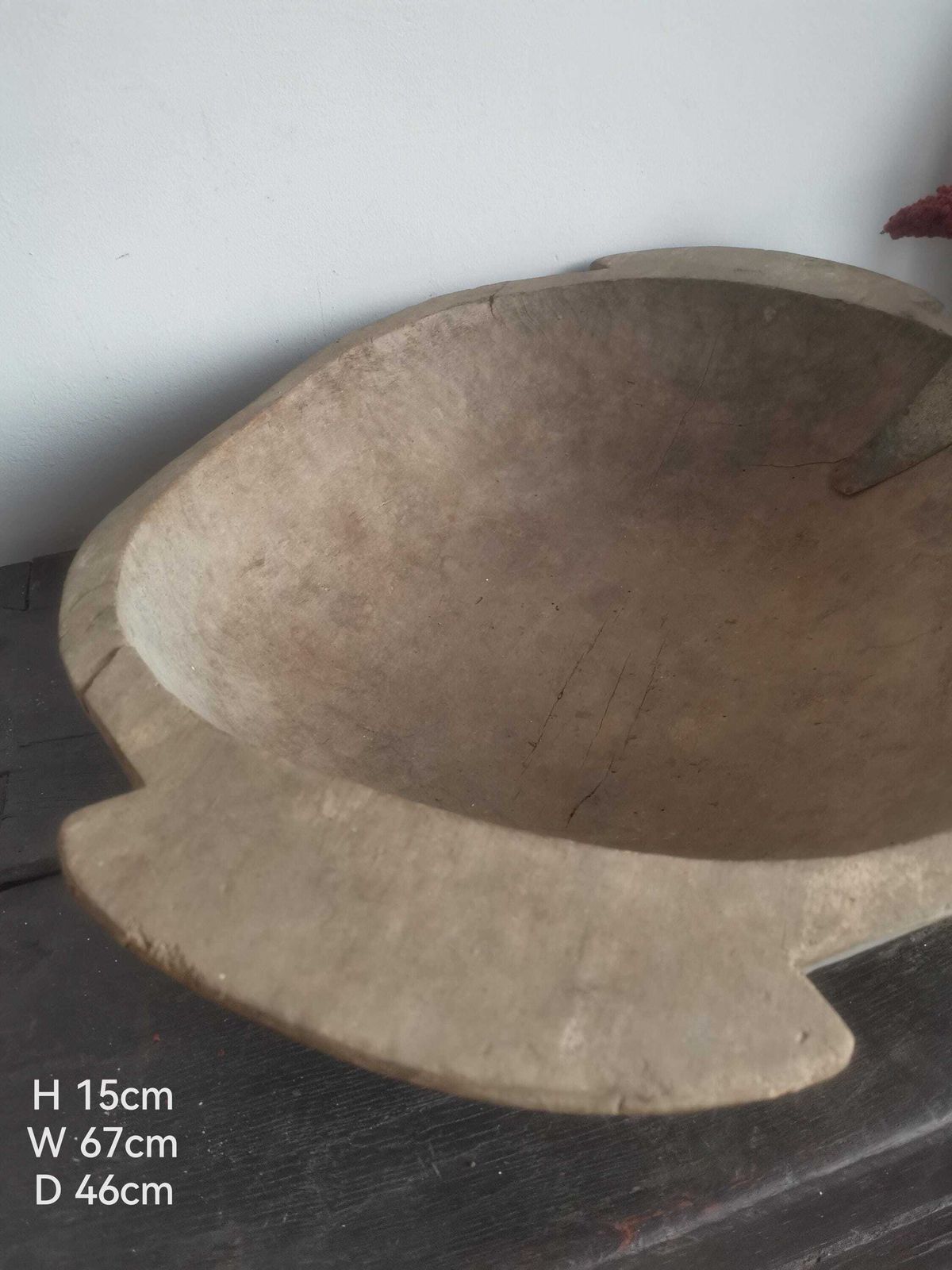 Primitive 1800s Antique Hungarian Wooden Round Dough Bowl. Farmhouse Decor, Primitive Baking Equipment, Solid Elm Wood With Nice Patina photo vintage