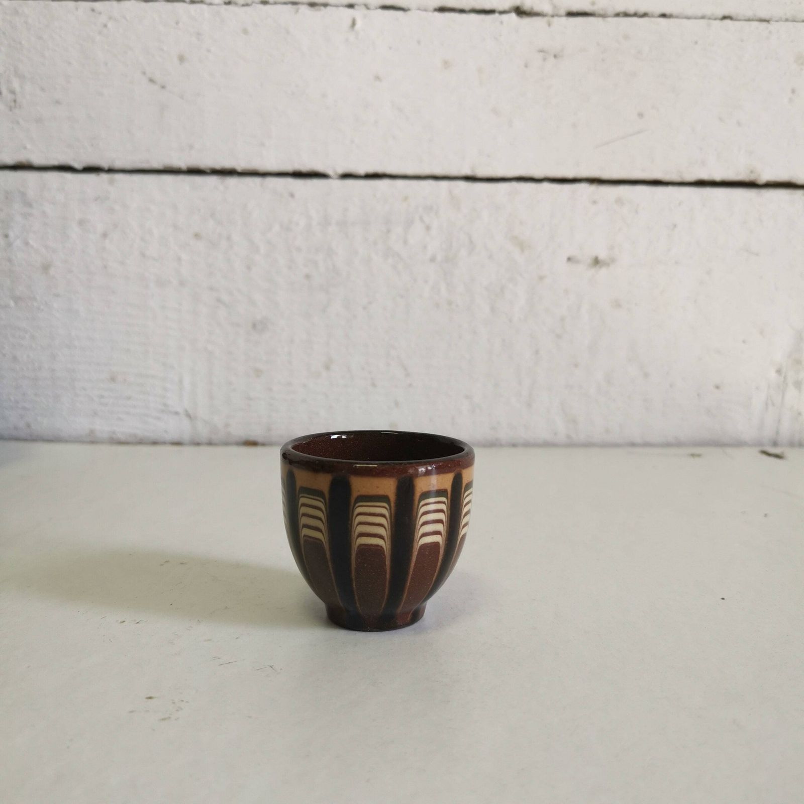 Brown Jug And 6 Cup Set Bulgarian Folk Art Design Hand Made Ceramics Drinking Rakia, Shot Glass, Water Pitcher Traditional Design photo 63.0