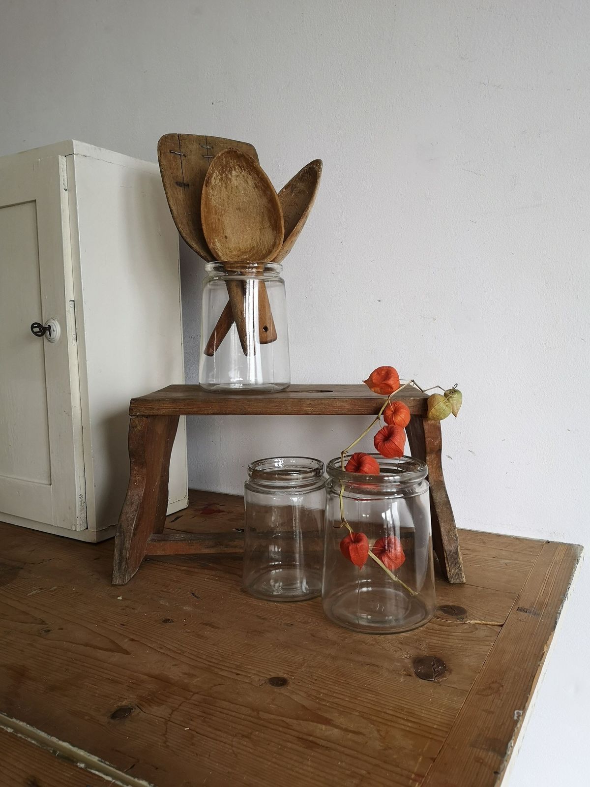 Scratch Built Antique Wooden Vintage Block Style Milking Stool Or Small Table, Rustic Farmhouse Seat Step Cute Pot Stand C1940s