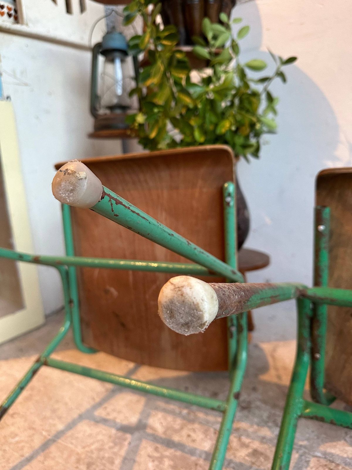photo furniture Vintage Hungarian Stacking Chairs: 1960s Maths Department Edition   Plywood Seats, Robust Metal Frames For Stylish Space Saving