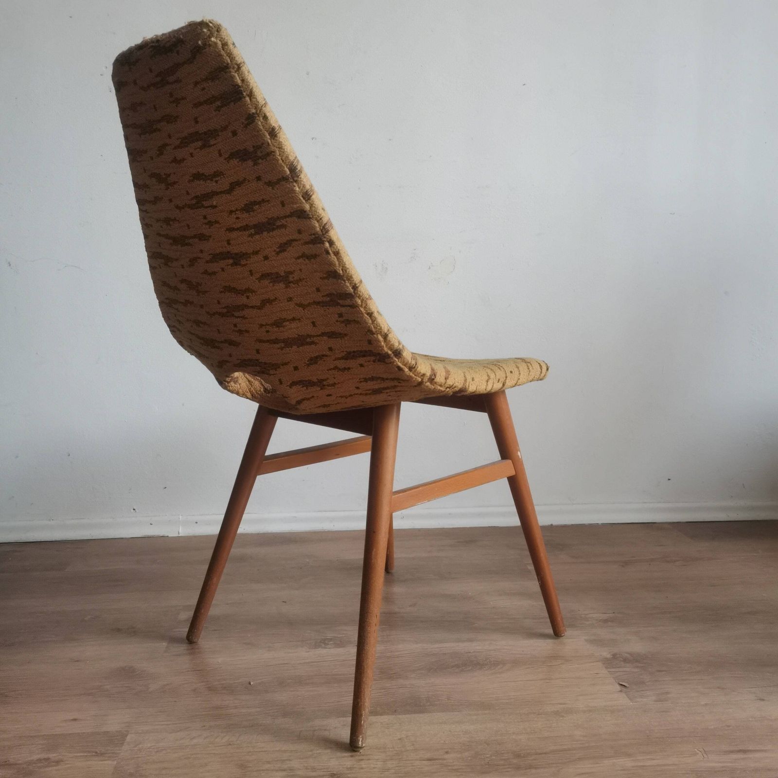 Original Erica Chair Hungarian Mid Century Modern Dining Chair By Judit Burián Vintage Iconic Seating Retro Linen Fabric Yellow Beech Legs photo vinterior