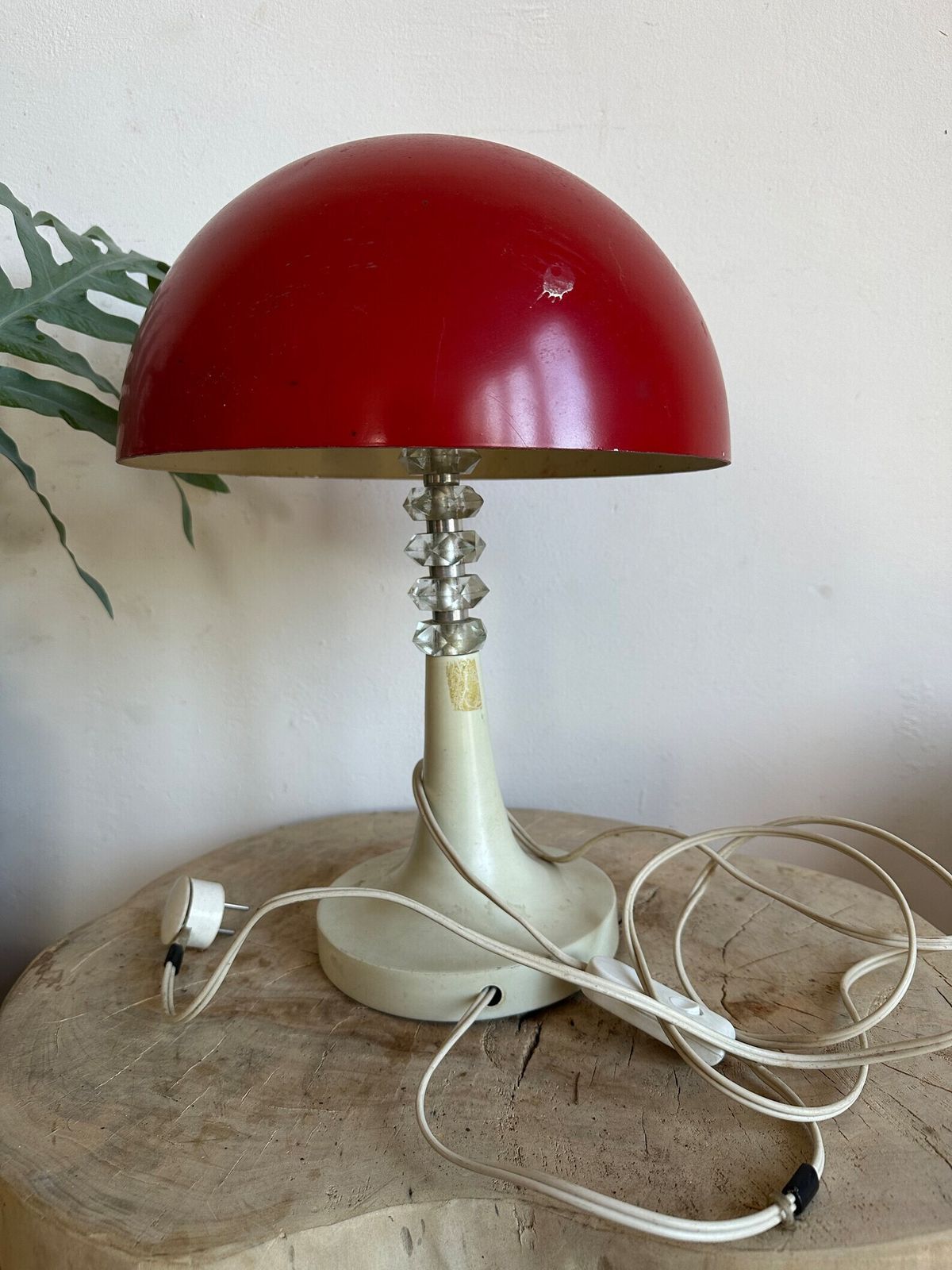Aesthetic Art Deco Hungarian Vintage Red Mushroom Table Lamp, Bedside Lamp Desk Lamp Office Study Reading Lighting Fixtures 1940s
