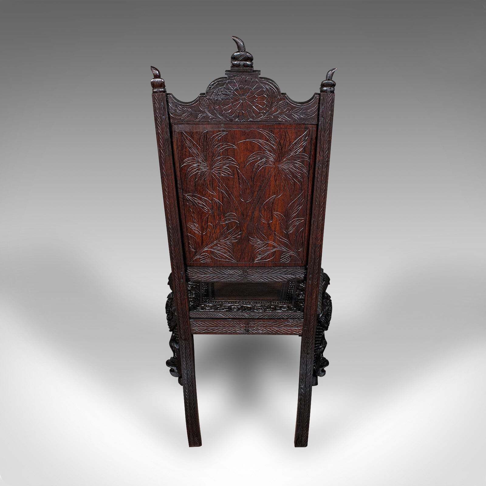 Antique Carved Veranda Chair, Ceylonese, Teak, Ornate Seat, Victorian, C.1880 photo Furniture