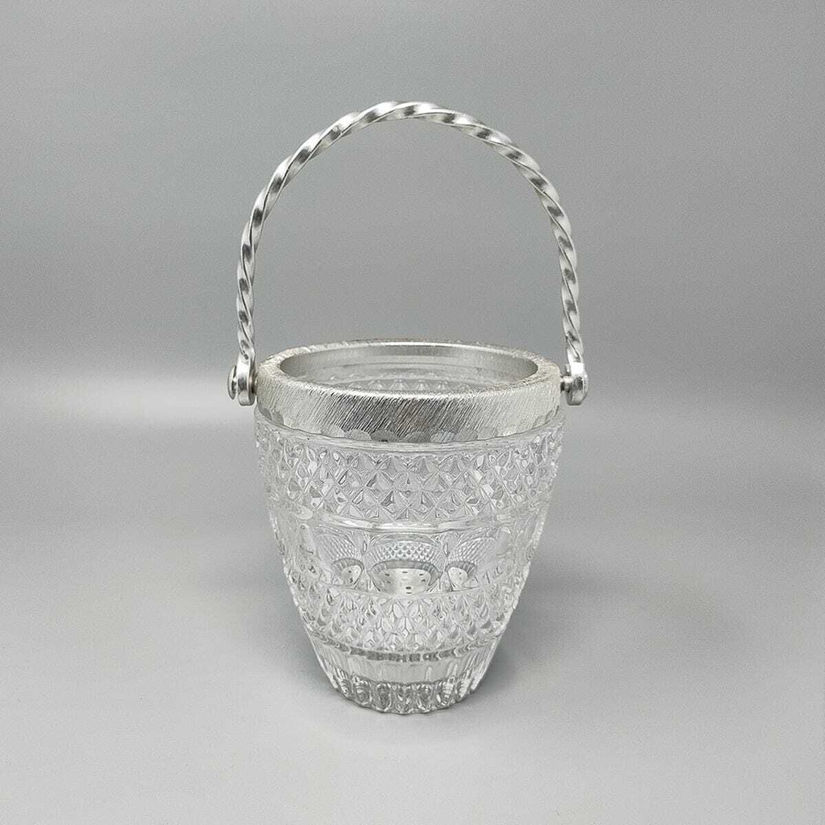 1960s Gorgeous Cut Crystal Cocktail Shaker With Ice Bucket By Arir. Made In Italy. photo vinterior