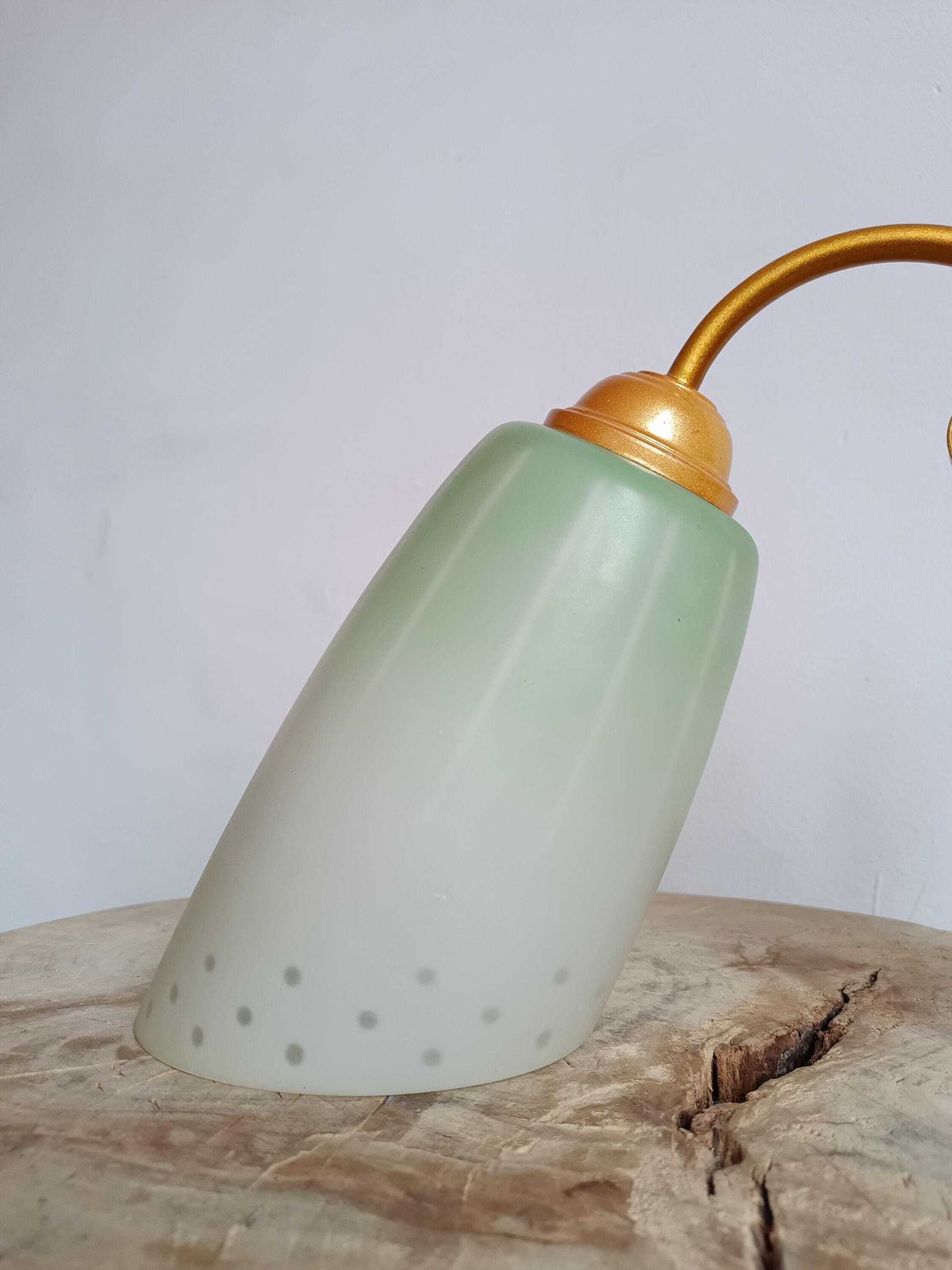 1940s Art Deco Wall Lamp With Green Frosted Glass Shade – Unique, Elegant, Romantic Lighting photo for sale