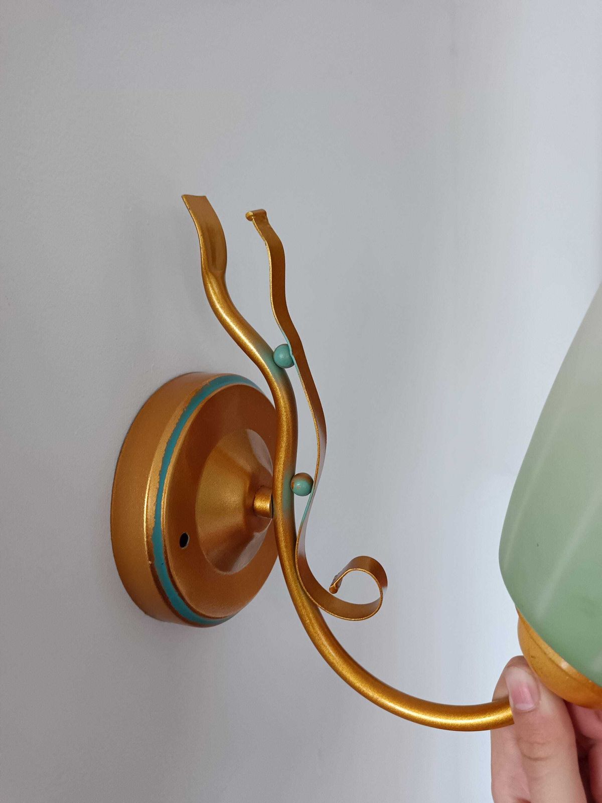 1940s Art Deco Wall Lamp With Green Frosted Glass Shade – Unique, Elegant, Romantic Lighting photo 75.0