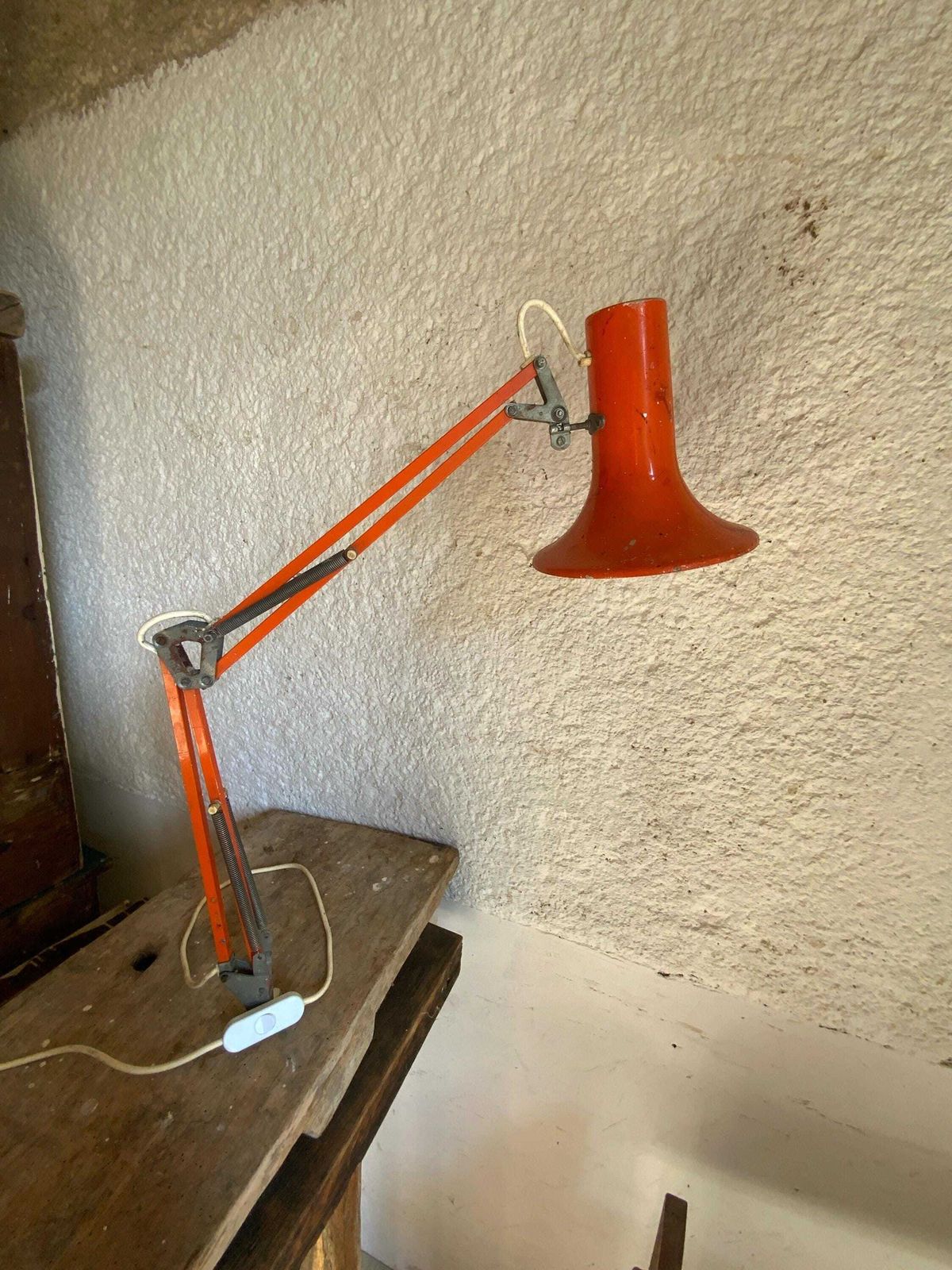 Engineer Retro Adjustable Lamp, Desk Light, Vintage Lighting, Loft, Studio Styling. 60s Home Orange Mid Century Modern. Working