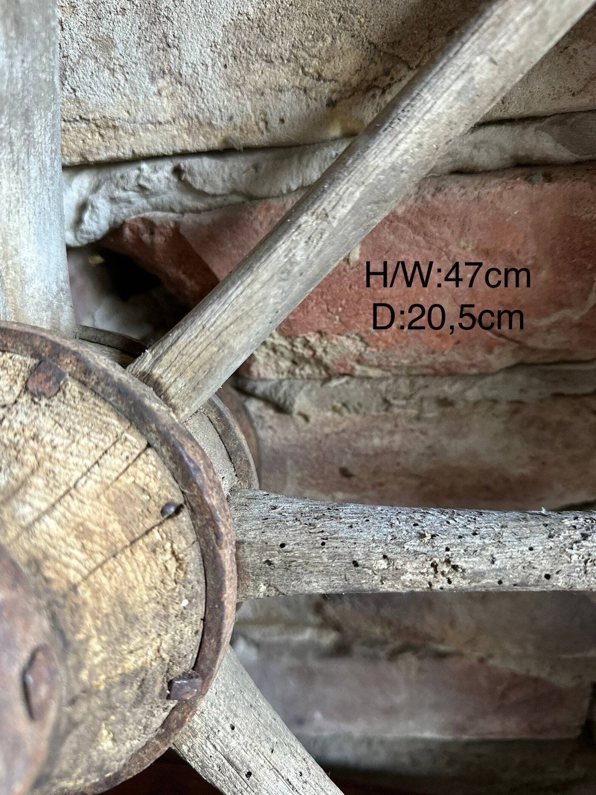 Cart Wheel Antique Old 1930s Rustic Home Decor Round Wall Hanging Gift Idea Old Wood Wall Art Primitive Wooden Wagon photo vinterior