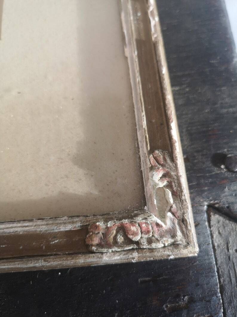 Decorative Antique Frames Set Of 2 Chipped Gold Rocco Gilt Nostalgic Decor Rustic Picture Old Photo Wooden Vintage Display Gallery Wall photo vintage