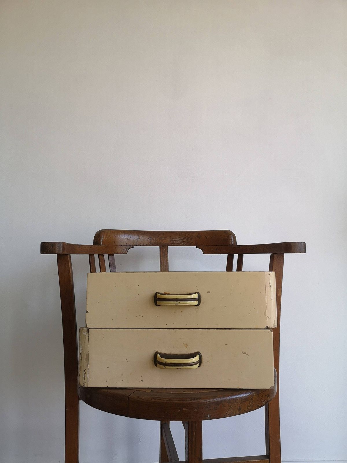 Rustic Cheerful Chippy Beech Draws C1940, Cream Chippy Painted Set Of 2 Reclaimed Wood. Use As Trays Or Storage, Desk Or Kitchen Tidy photo furniture