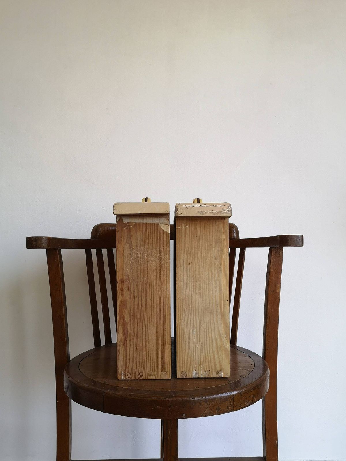 Rustic Cheerful Chippy Beech Draws C1940, Cream Chippy Painted Set Of 2 Reclaimed Wood. Use As Trays Or Storage, Desk Or Kitchen Tidy photo Home Decor