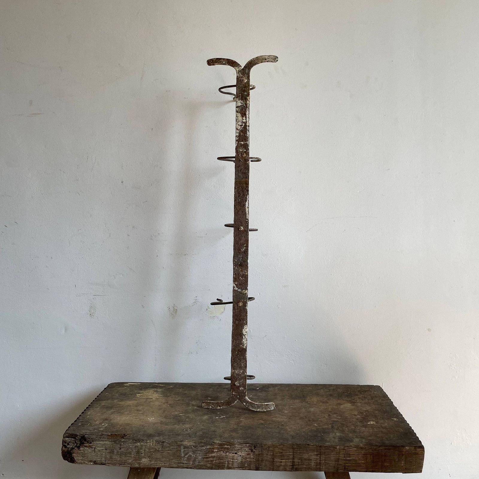 Large Coat Hook Rustic Old And Metal High Patina Farm Barn Unique Hand Made Imperfect Shape, Wabi Sabi, Hats, Scarfs Hallway Decor photo Furniture