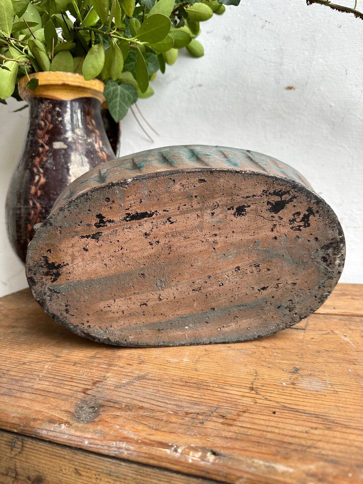 Hand Made Frilled Edged Characterful Terracotta Pudding Cake Mould Baking Vintage Or Farmhouse Kitchen Rustic Glazed Fruit Bowl Clay photo Home Decor