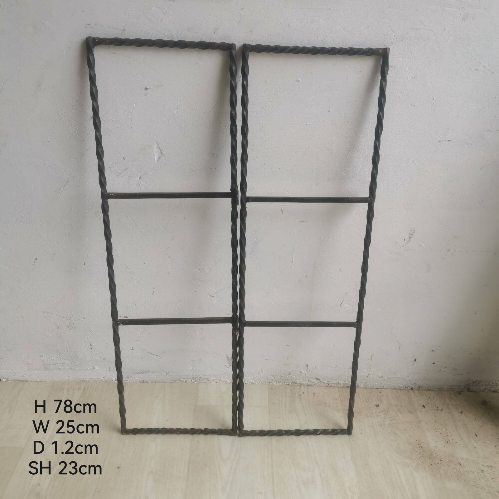 Vintage 1950s Central European Mid Century Modern Cast Iron String Shelf Brackets Strong, Robust, Stylish For Customized Shelving Delight photo buy
