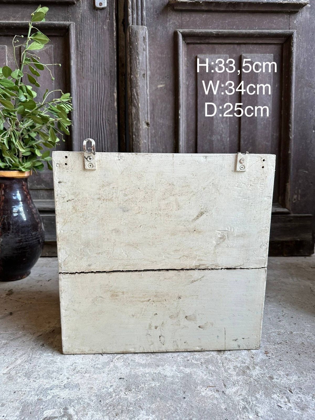 Cute Shabby Wooden Apothecary Bathroom Medical Cabinet Small Jewelry Box Mini Chest Herb Cupboard Tea White Chippy Hand Made Primitive photo 105.0