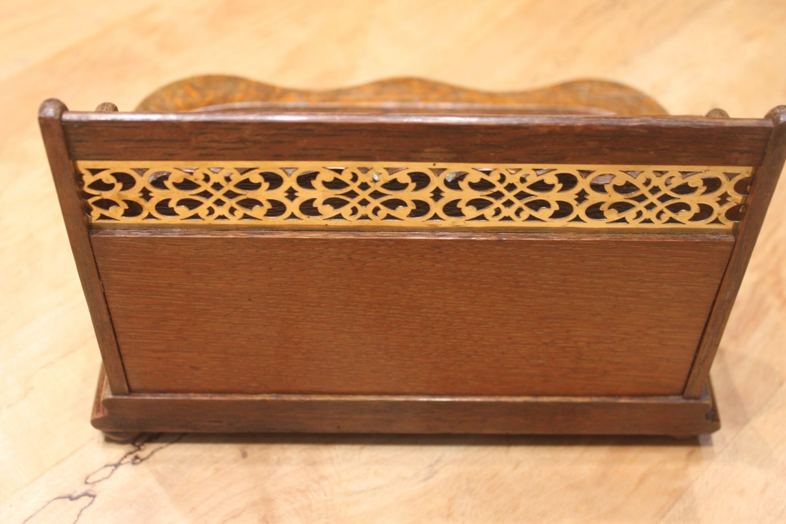 Late Victorian Oak And Brass Desk Tidy Or Standish photo 275.0
