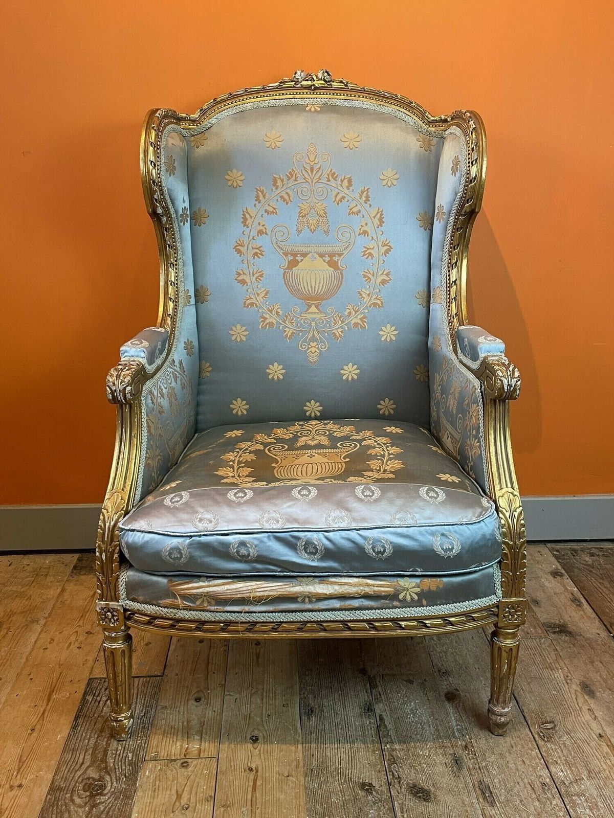 19th Century French Giltwood Wingback Armchair photo buy