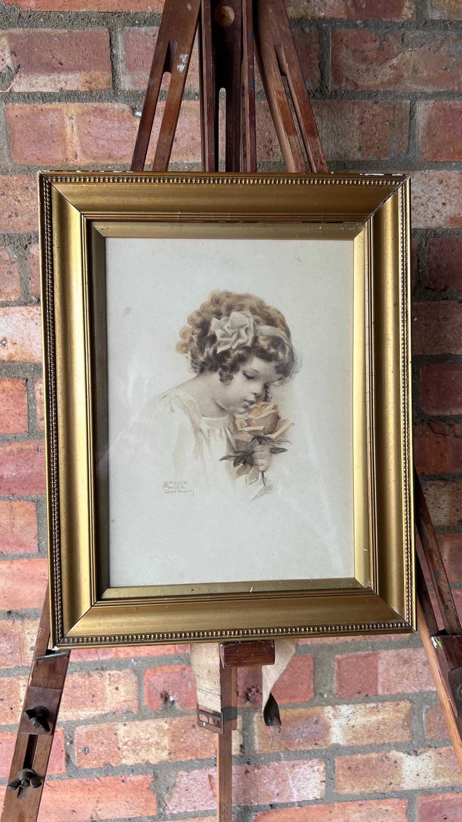 Early 1900s Lithograph – Bessie Pease Gutmann – Framed & Glazed photo furniture