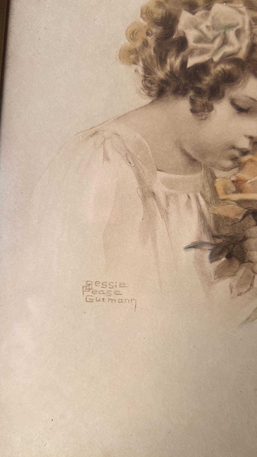Early 1900s Lithograph – Bessie Pease Gutmann – Framed & Glazed photo for sale