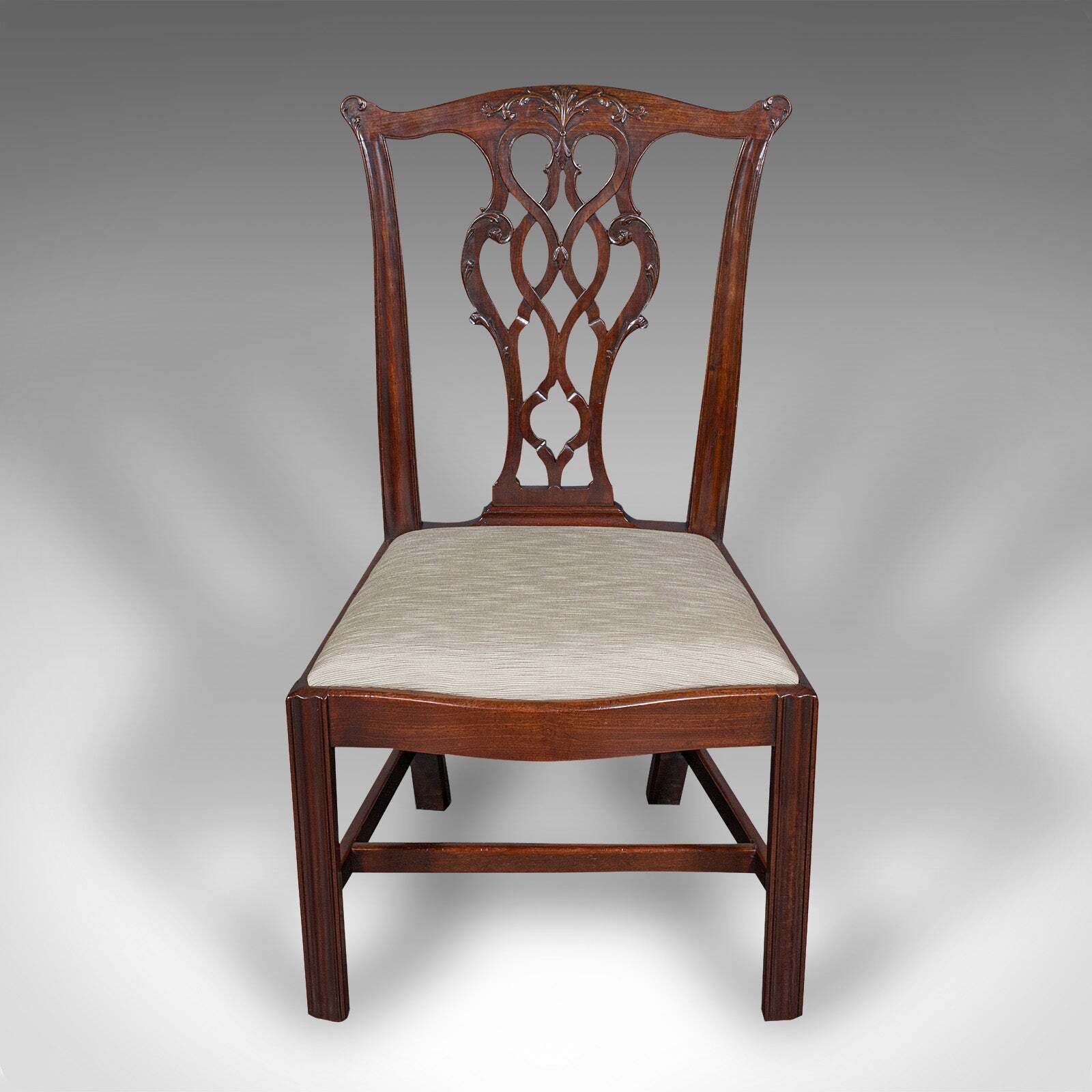 4 Antique Dining Room Chairs, English, Seat, After Chippendale, Georgian, C.1800 photo for sale