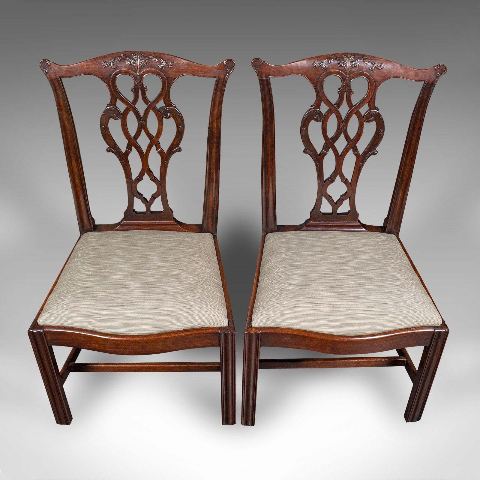 4 Antique Dining Room Chairs, English, Seat, After Chippendale, Georgian, C.1800 photo buy